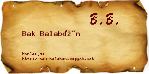 Bak Balabán névjegykártya